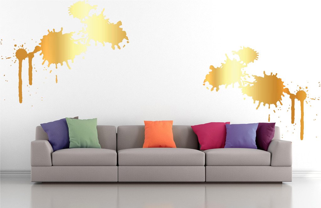 Picniva Paint Blots Wall Decals, Gold (Chrome Mirror), 10 in Height
