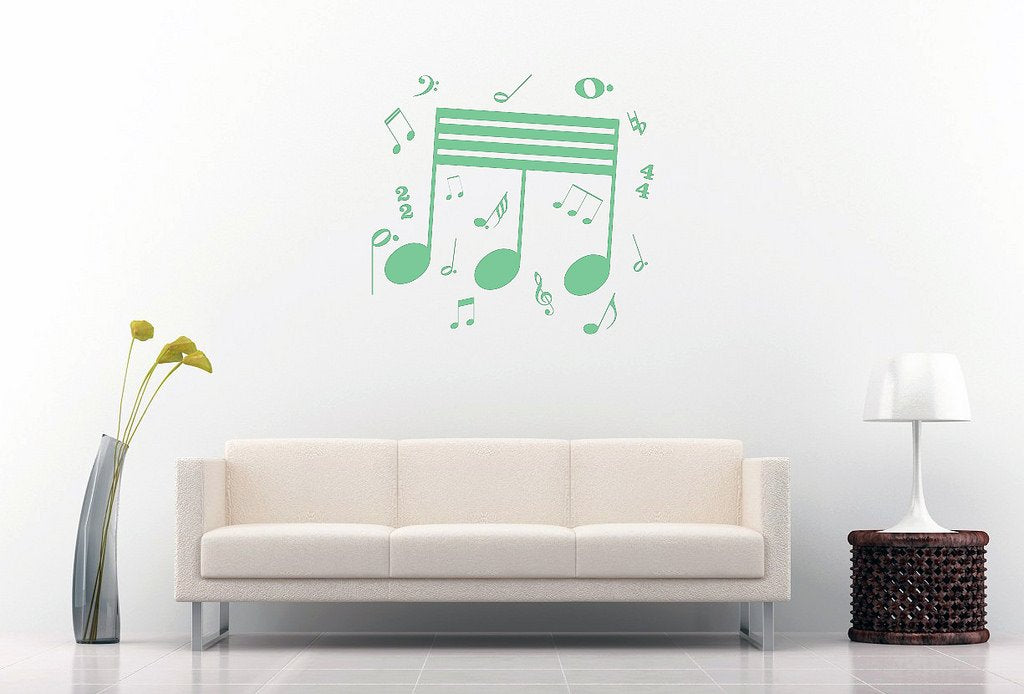 Picniva Beamed Sixty Fourth Notes Wall Decal, Mint 10 in