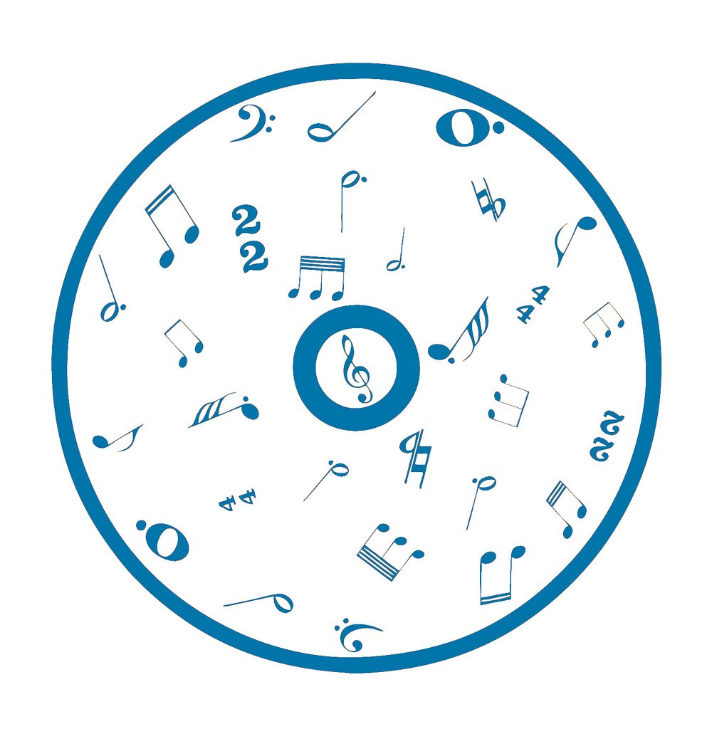 Picniva Outline CD Music Symbols Wall Decal for Musicians