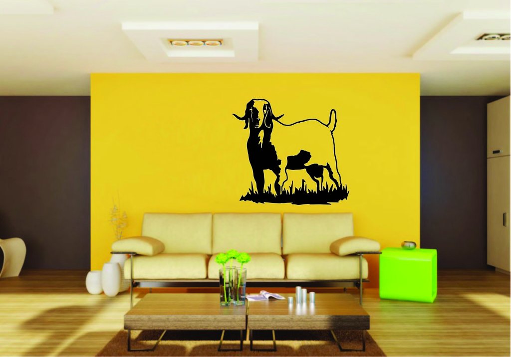 Picniva Boer Goat Sty3 Vinyl Wall Decal, Approx 22 x 19.9 in, Removable