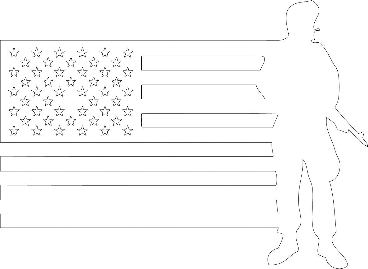 Decaltor Military Soldier Army Flag 5 in Vinyl Decal Laptop Bumper Wall