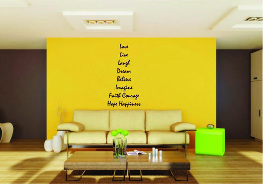 Picniva Love Live Laugh Quote Vinyl Wall Decal, Approx 22 x 42.16 in