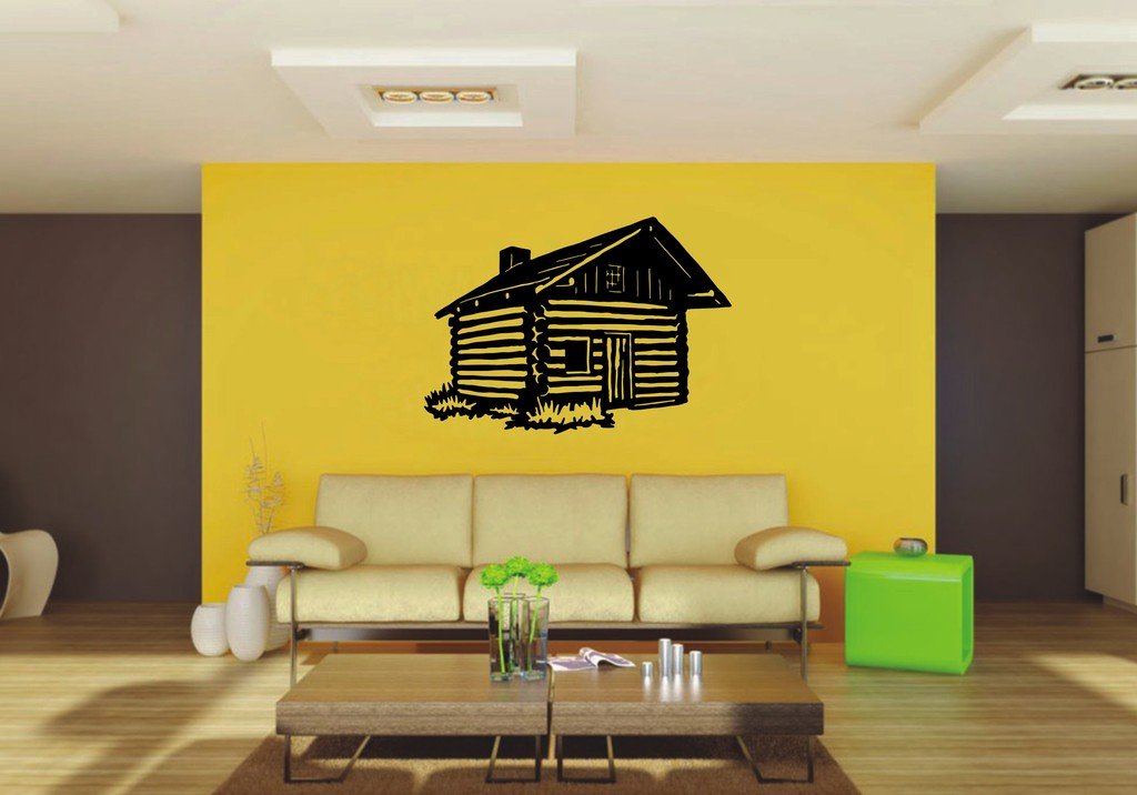 Picniva 22x15.55 Log Cabin Style 4 Vinyl Wall Decal Nature