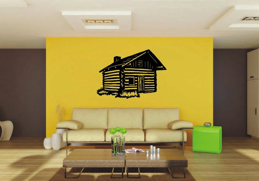 Picniva 22x15.55 Log Cabin Style 4 Vinyl Wall Decal Nature
