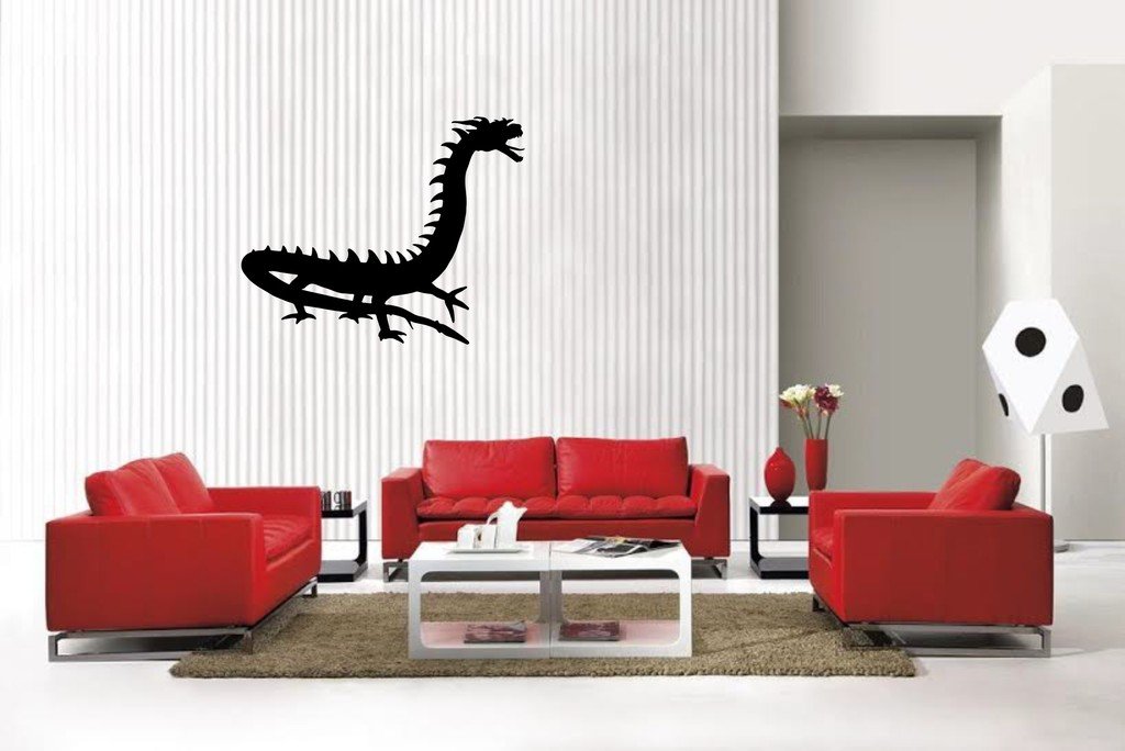 Picniva Orient Dragon Style 24 Vinyl Wall Decal, Matte Black, 22 x 17.66 in