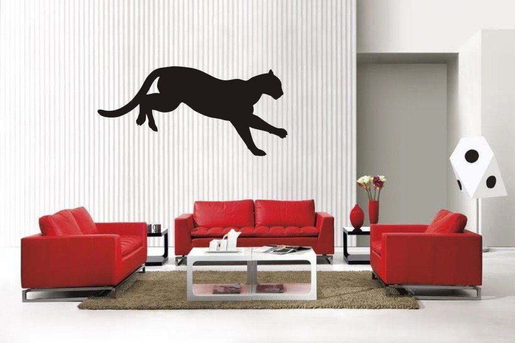 Picniva Mountain Lion Style 6 Vinyl Wall Decal, Matte Black, 22 x 10.42 in