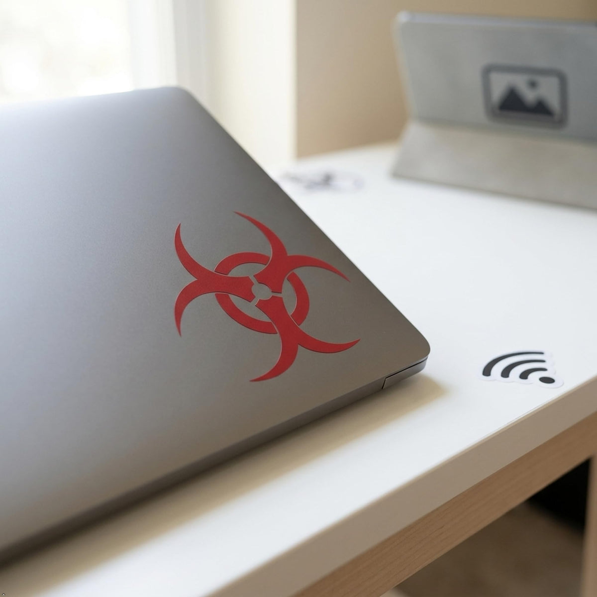 Decaltor Biohazard Symbol Vinyl Decal for Car Windows, Garage Decor