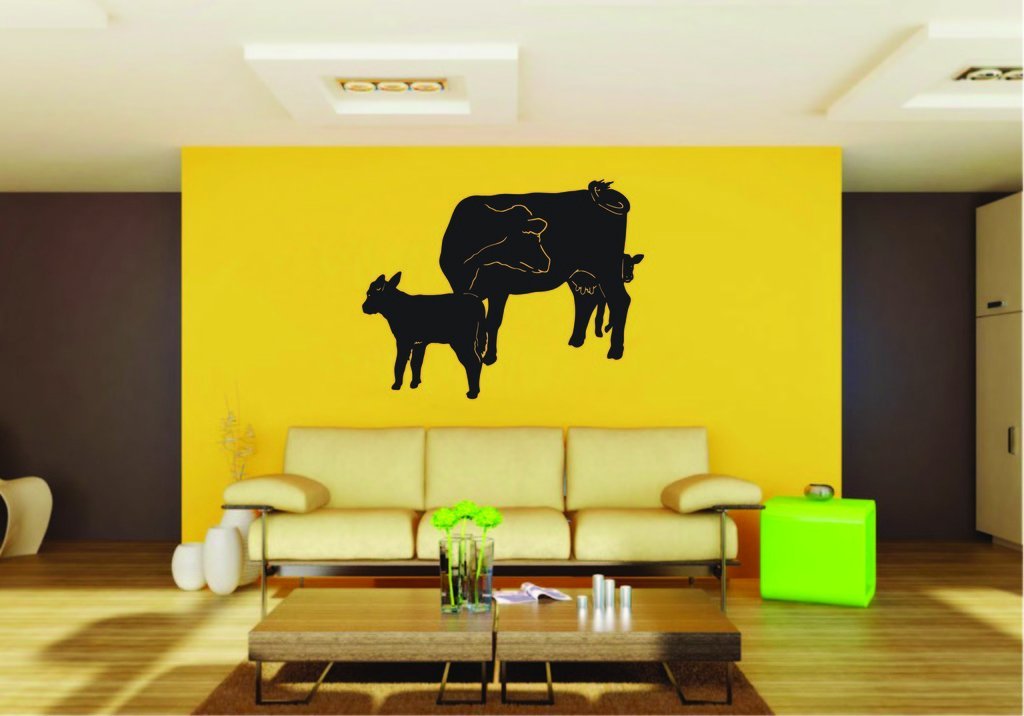 Picniva Cow Sty75 Vinyl Wall Decal, Approx 22 x 17.28 in, Removable