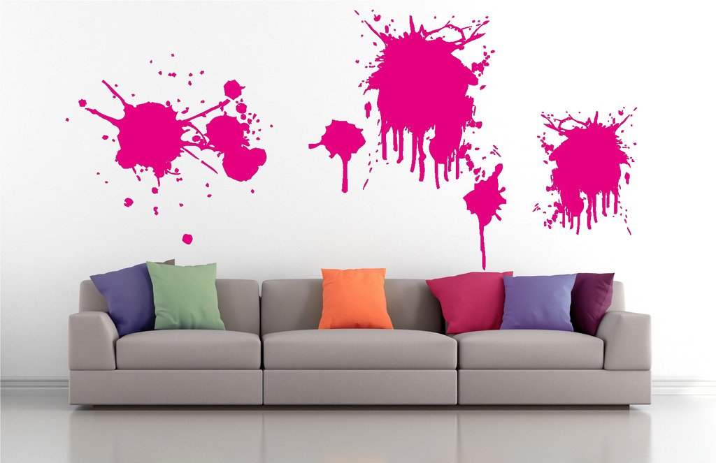 Picniva Dripping Splatters Wall Decals, Pink, 10 in Height, DOTPR07A