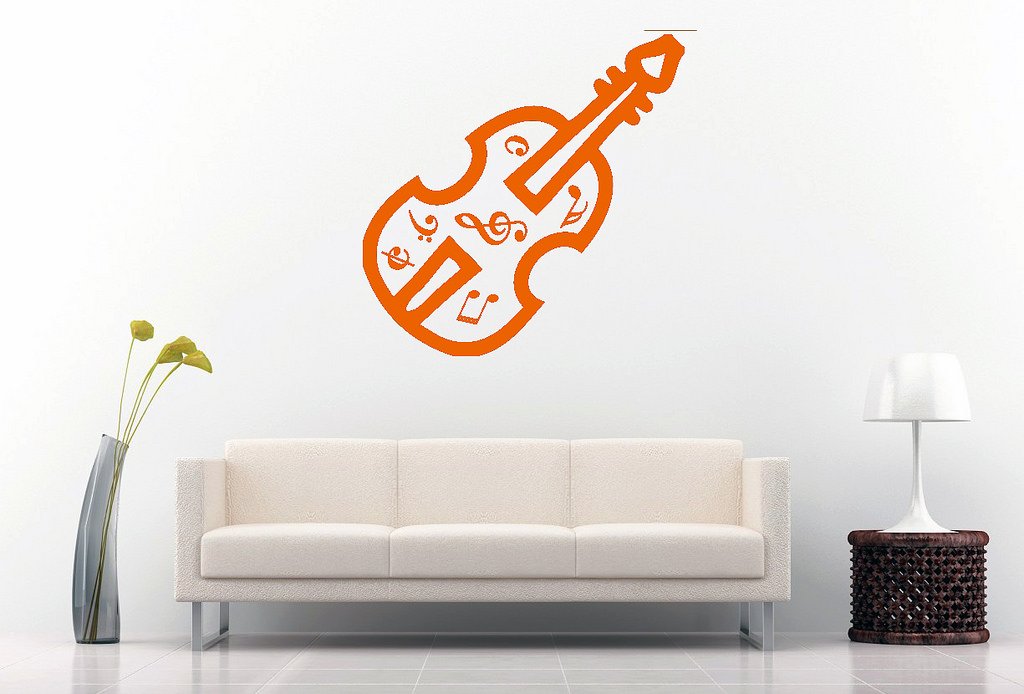 Picniva Violin Music Notes Wall Decal, Orange 10 in