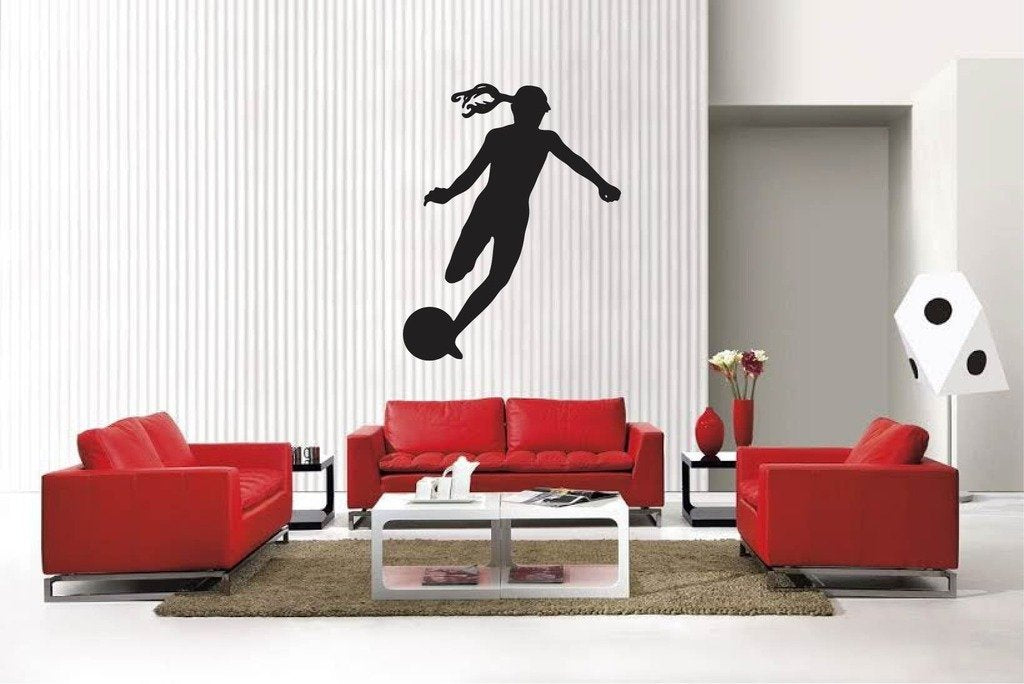 Picniva Soccer Girl Style 1A Removable Vinyl Wall Decal, 22 x 30.8 in