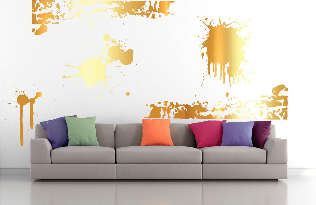 Picniva Drips Border Mix Wall Decals, Gold (Chrome Mirror), 10 in Height