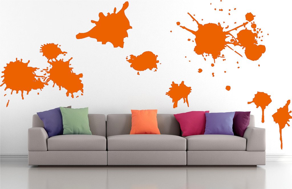 Picniva Mixed Splatters Wall Decals, Orange, 10 in Height, DOTPR06A