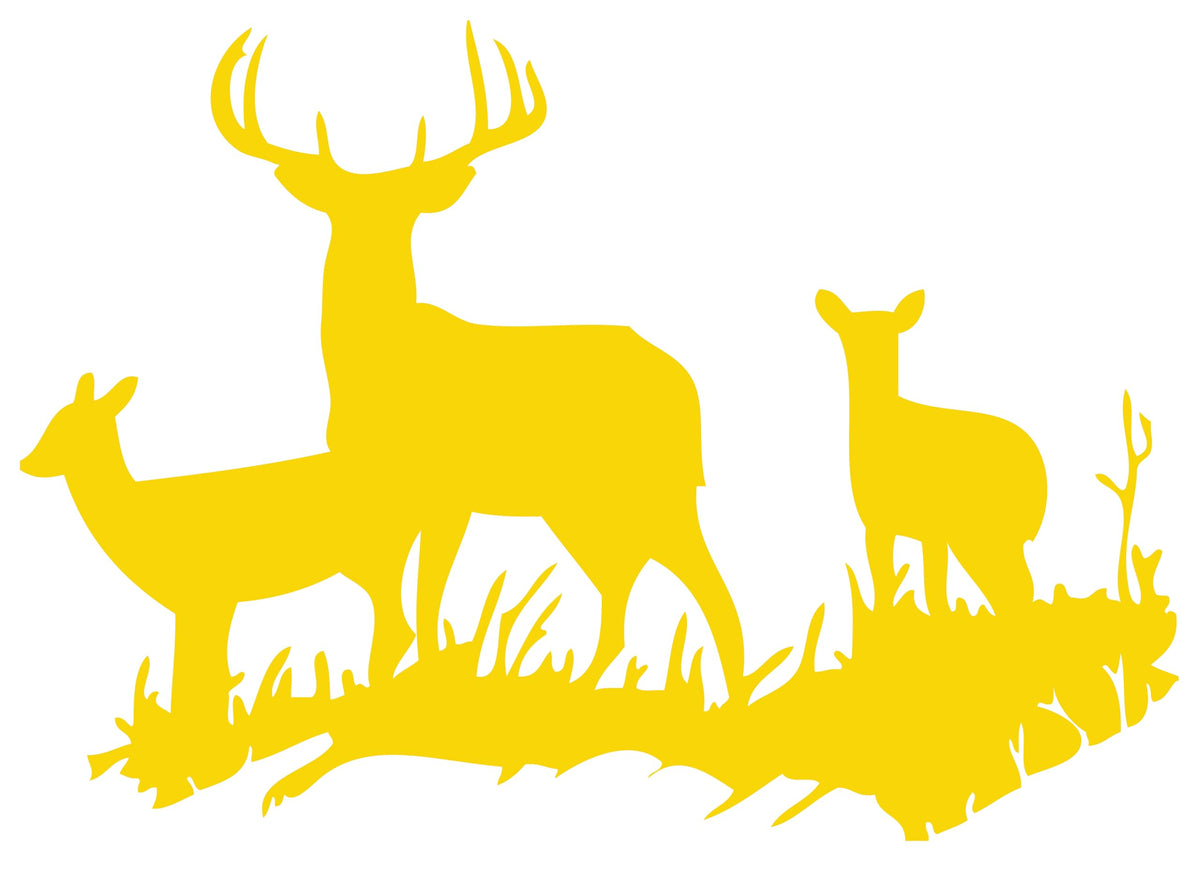 Picniva Buck Deer Doe Silhouette Wall Decal, Yellow, 16 x 23 in