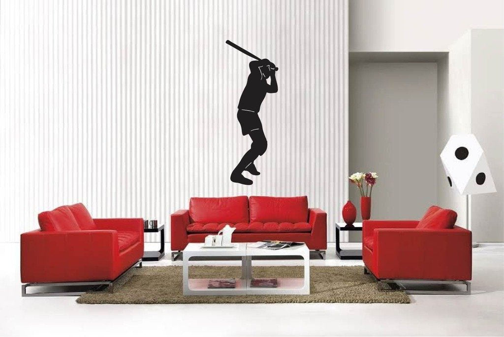 Picniva Matte Black Baseball Style 9 Vinyl Wall Decal Sports Decor
