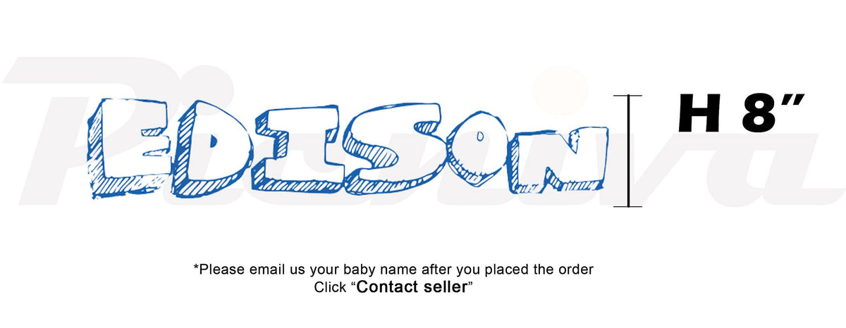 Picniva Custom Baby Name Wall Decal, Blue Butterfly, Font One
