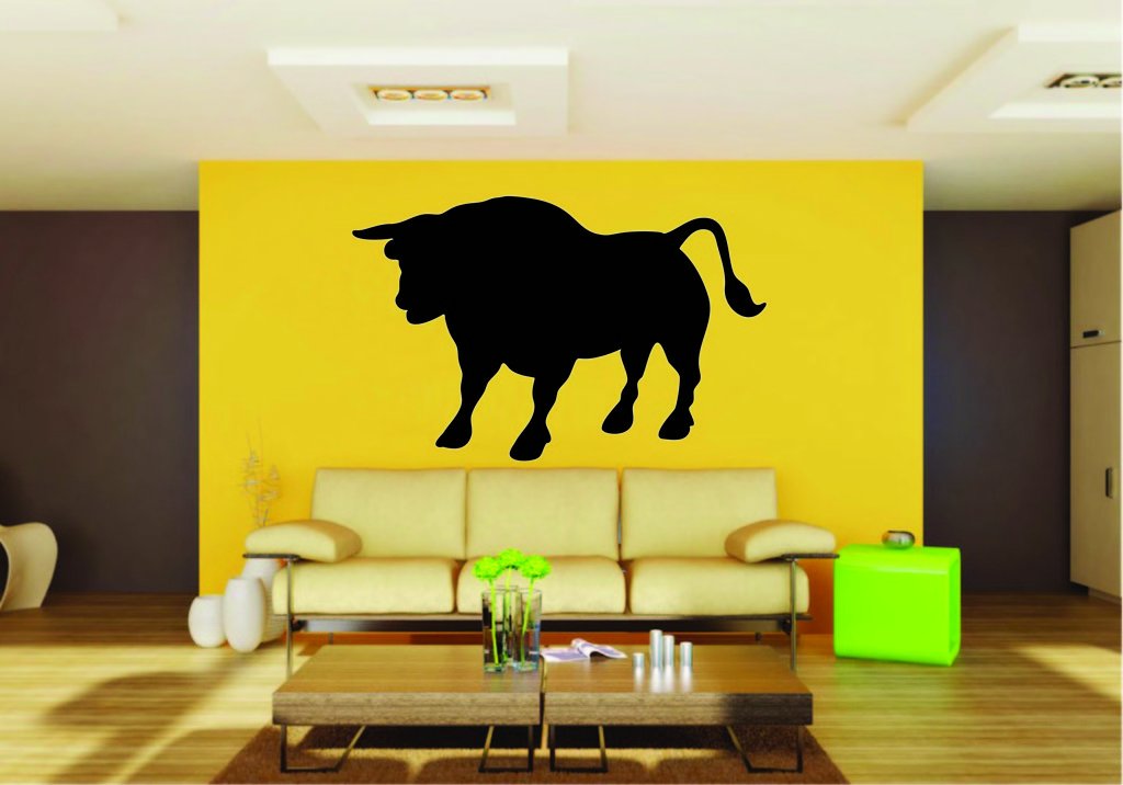 Picniva Bull Sty11 Vinyl Wall Decal, Removable, Home Decor, Illustrated Art