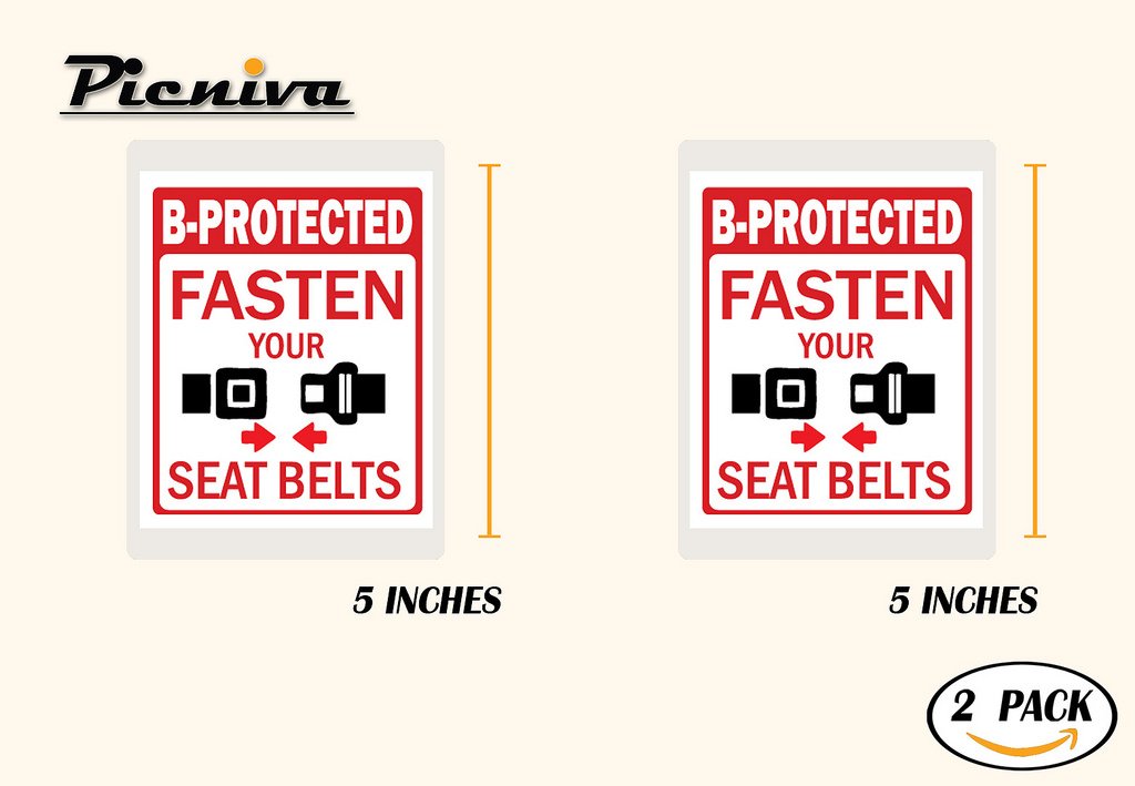 Picniva Fasten Seatbelt Reminder Stickers, Two Pack