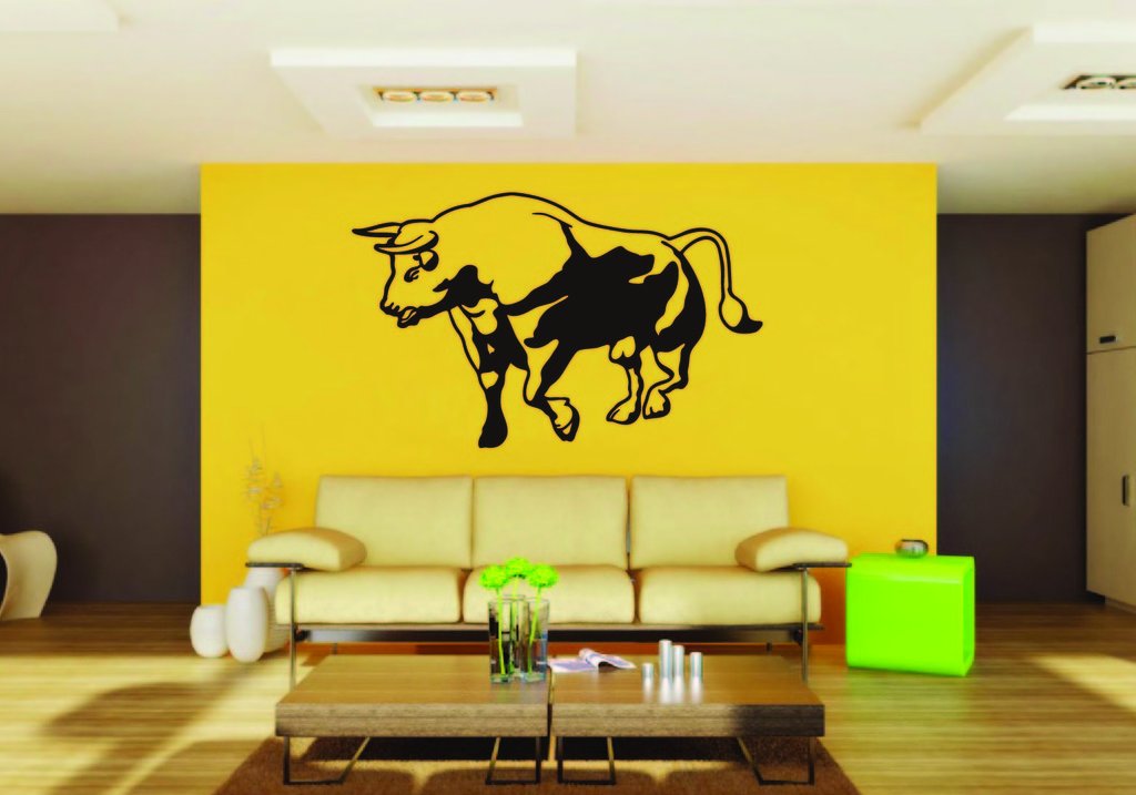 Picniva Bull Sty12 Vinyl Wall Decal, Approx 22 x 13.2 in, Removable
