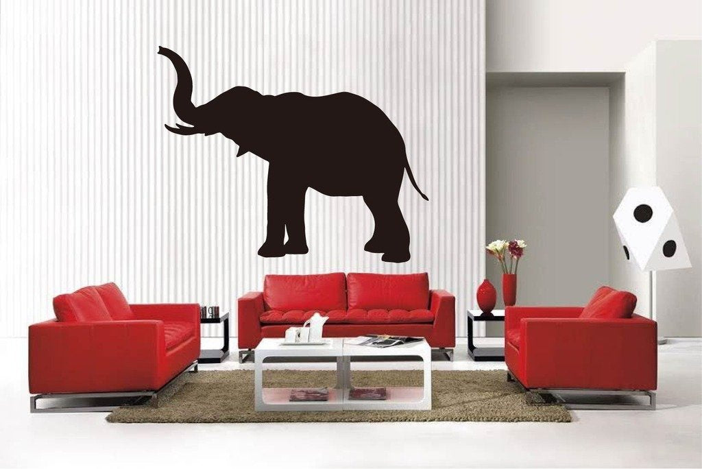 Picniva Matte Black Elephant Style 17 Vinyl Wall Decal Safari BG5281