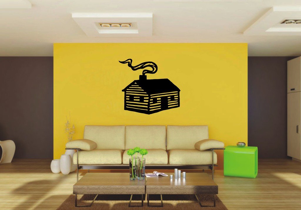 Picniva 22x19.8 Log Cabin Style 1 Vinyl Wall Decal Nature