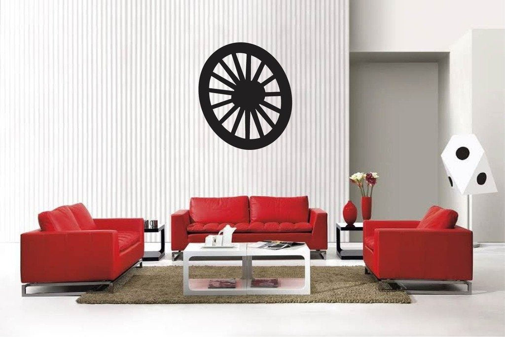 Picniva Matte Black Wagon Wheel type1a Vinyl Wall Decal Home Quote Decor
