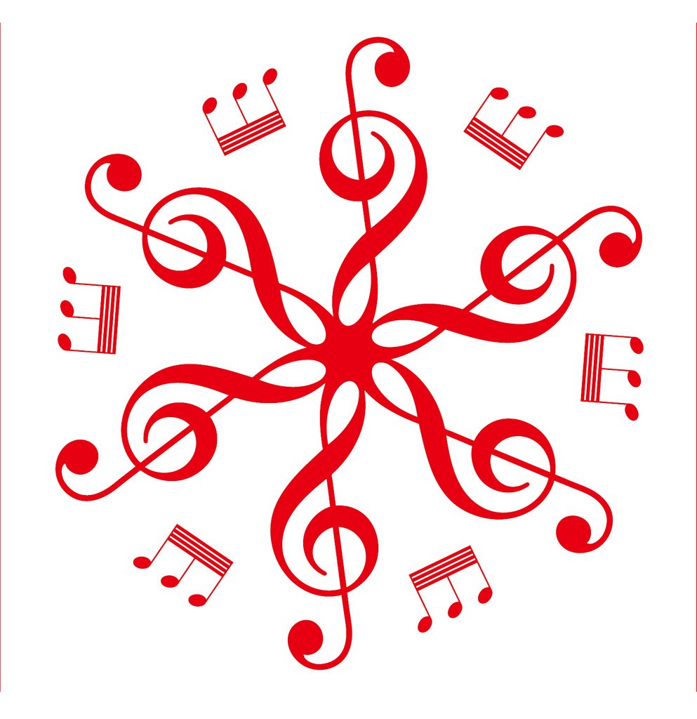 Picniva Six Treble Clefs Rosette Wall Decal for Musicians