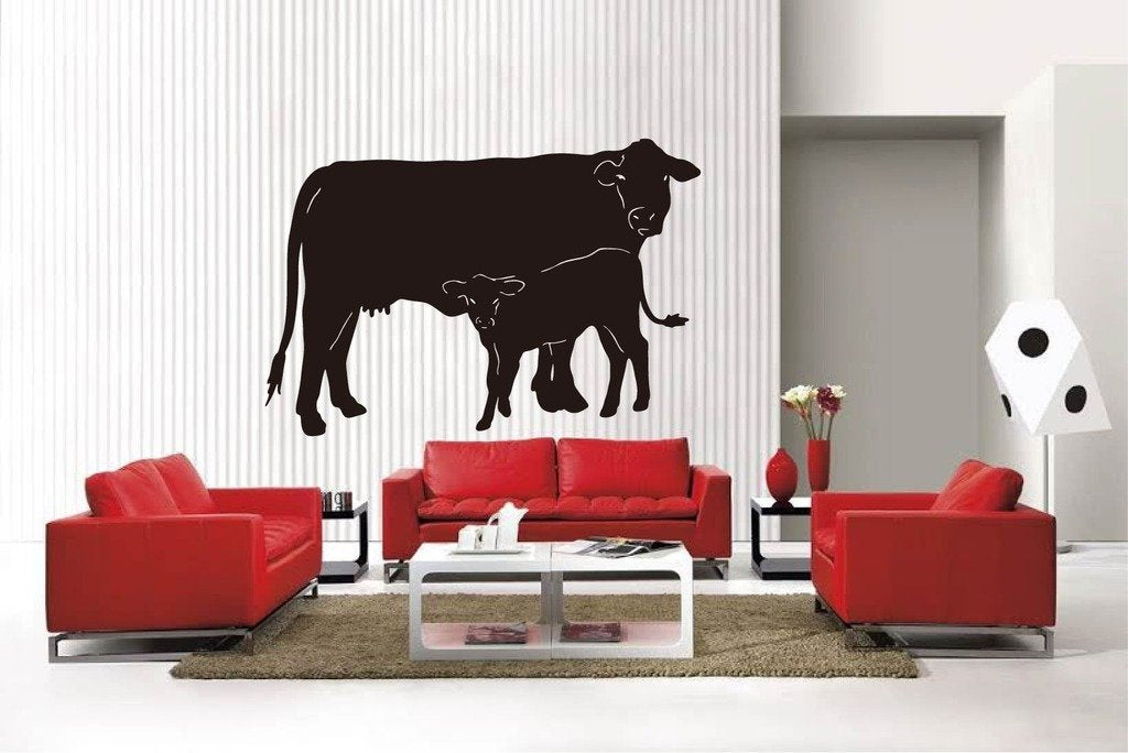 Picniva Matte Black Cow Style 81 Vinyl Wall Decal Farm Ranch Decor BG5176