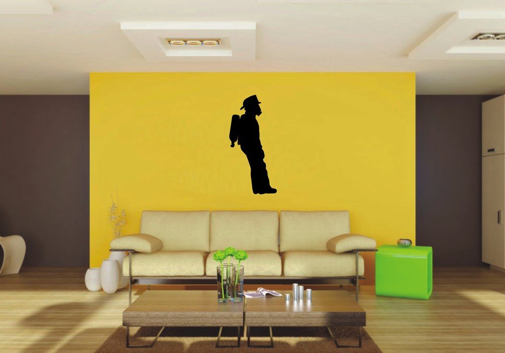 Picniva 22x46.13 Fireman Style 45 Vinyl Wall Decal Firefighter