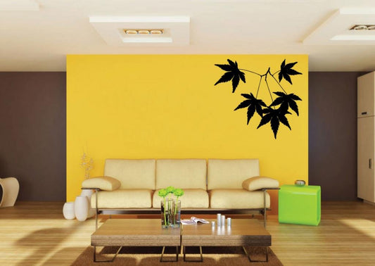Picniva Black Maple Leaf Removable Vinyl Wall Decal Botanical Nature Decor - Color: black