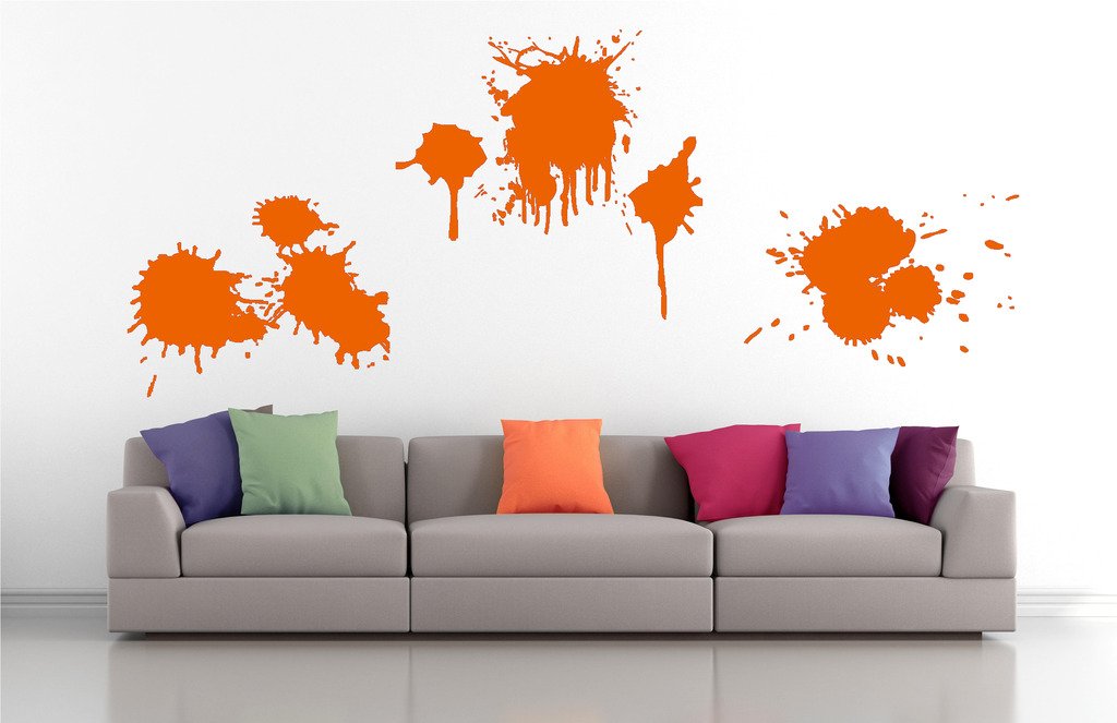Picniva Ink Splatters Wall Decals, Orange, 10 in Height, DOTPR10A