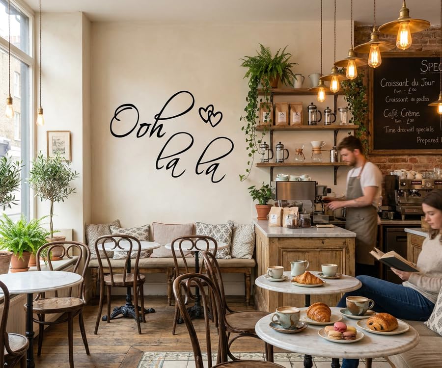 Picniva Ooh Lala Hearts French Quote Wall Decal, Overlapping Outline Motif