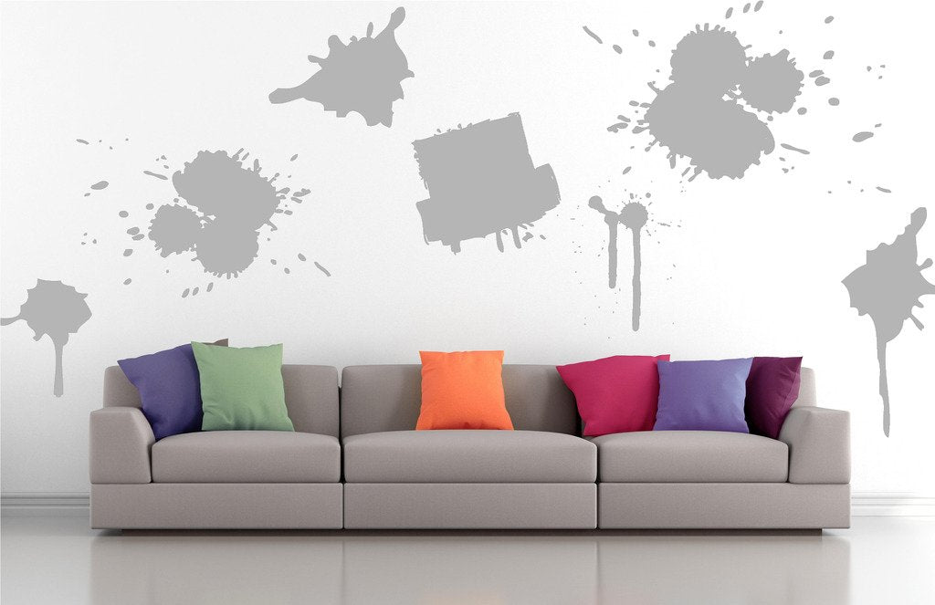 Picniva Drips Brushstroke Wall Decals, Silver, 10 in Height, DOTPR13A