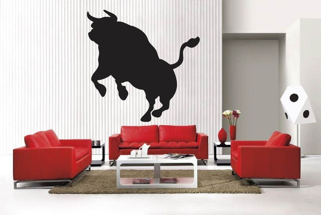 Picniva Matte Black Bull Style 10 Vinyl Wall Decal Ranch Rodeo Decor Home