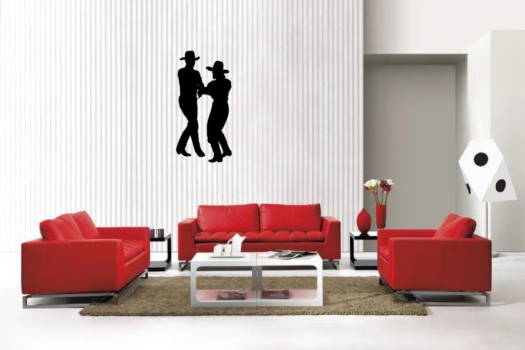 Picniva Matte Black Square Dance Style 2a Vinyl Wall Decal Music Decor