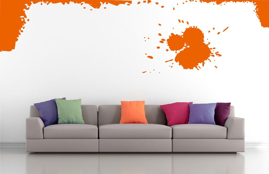 Picniva Splatter Corners Wall Decals, Orange, 10 in Height, DOTPR01A
