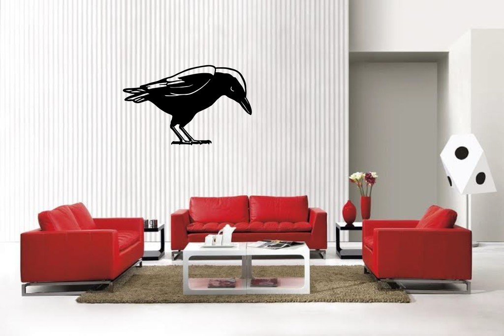Picniva Raven Style 5 Vinyl Wall Decal, Matte Black, 22 x 13.7 in