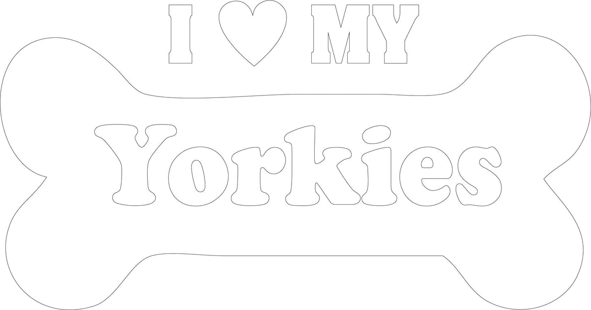 Decaltor I Love My Yorkies Vinyl Decal for Car Window Laptop, 5 in