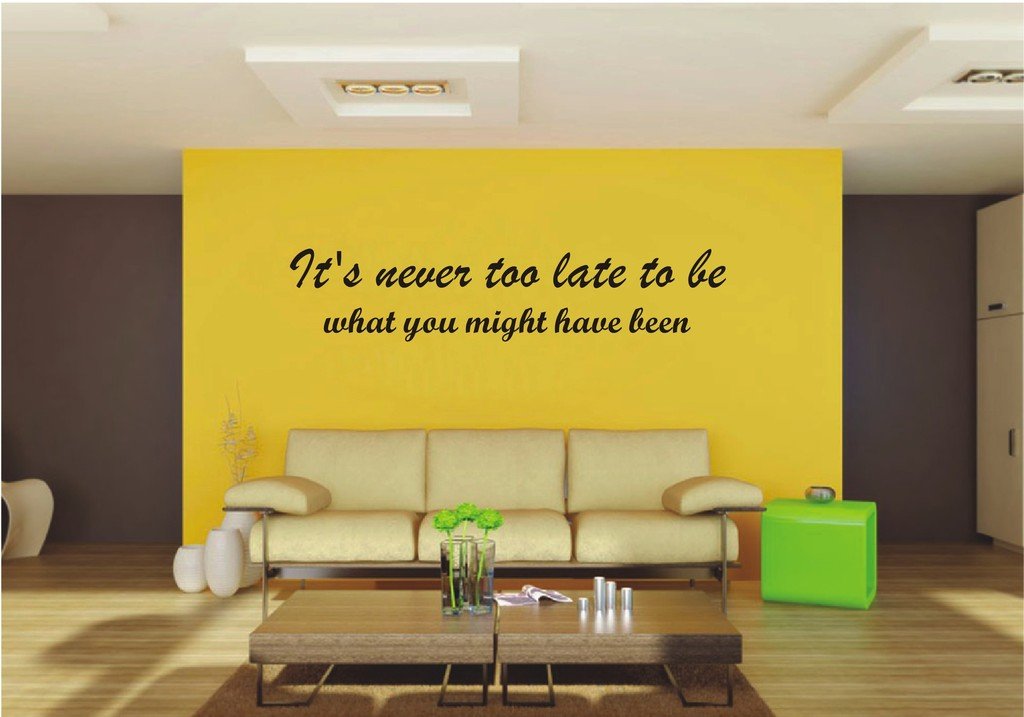 Picniva 22x4.68 It's Never Too Late to Be Vinyl Wall Decal Motivational