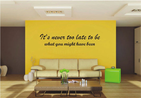 Picniva 22x4.68 It's Never Too Late to Be Vinyl Wall Decal Motivational