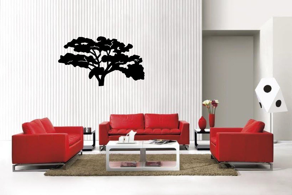 Picniva Matte Black Oak Style 2 Vinyl Wall Decal Nature Botanical Decor