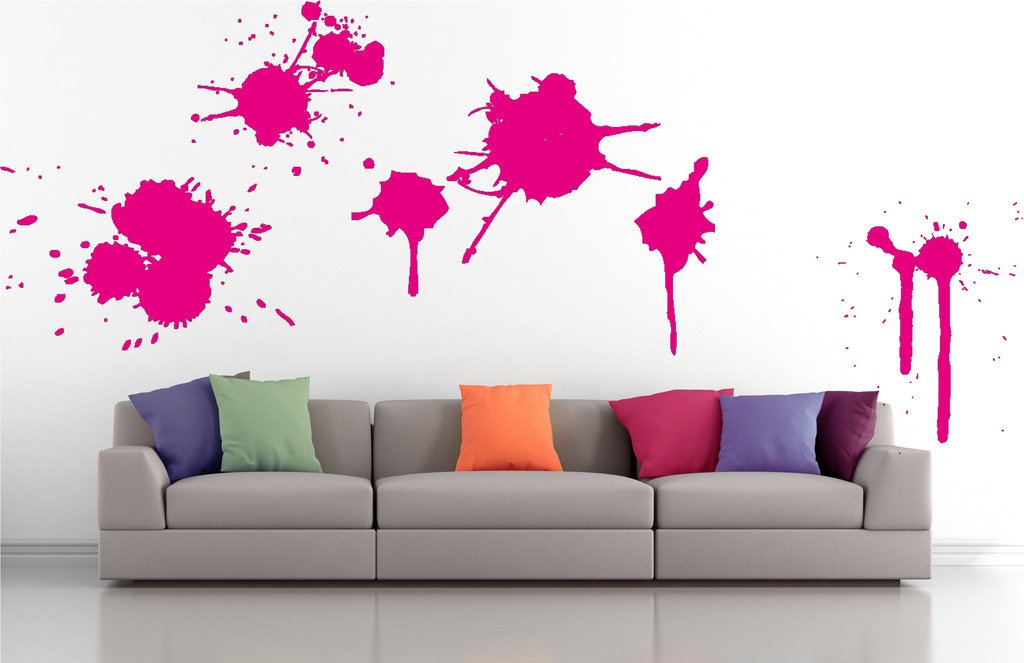 Picniva Paint Splash Mix Wall Decals, Pink, 10 in Height, DOTPR15A