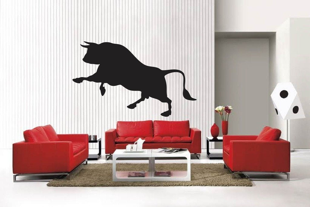 Picniva Matte Black Bull Style 3a Vinyl Wall Decal Ranch Rodeo Decor Home