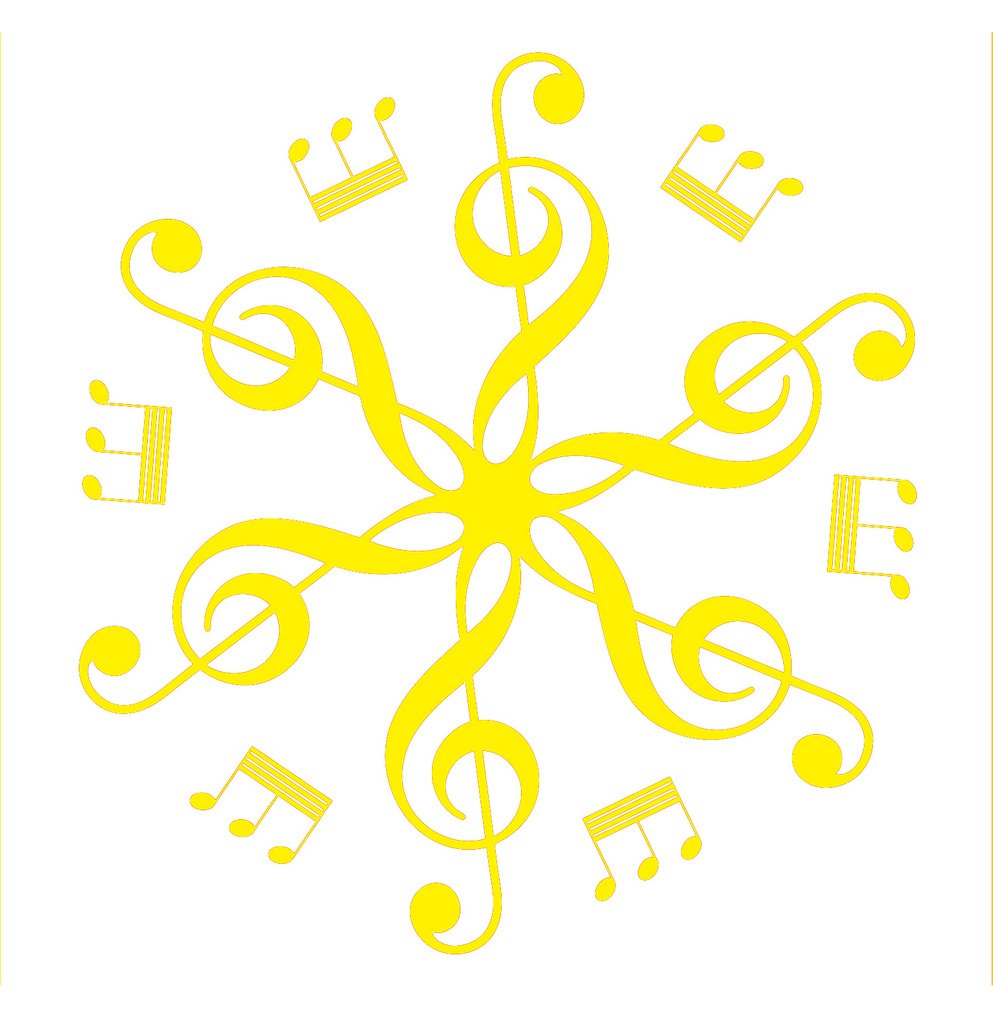 Picniva Six Treble Clefs Rosette Wall Decal for Musicians