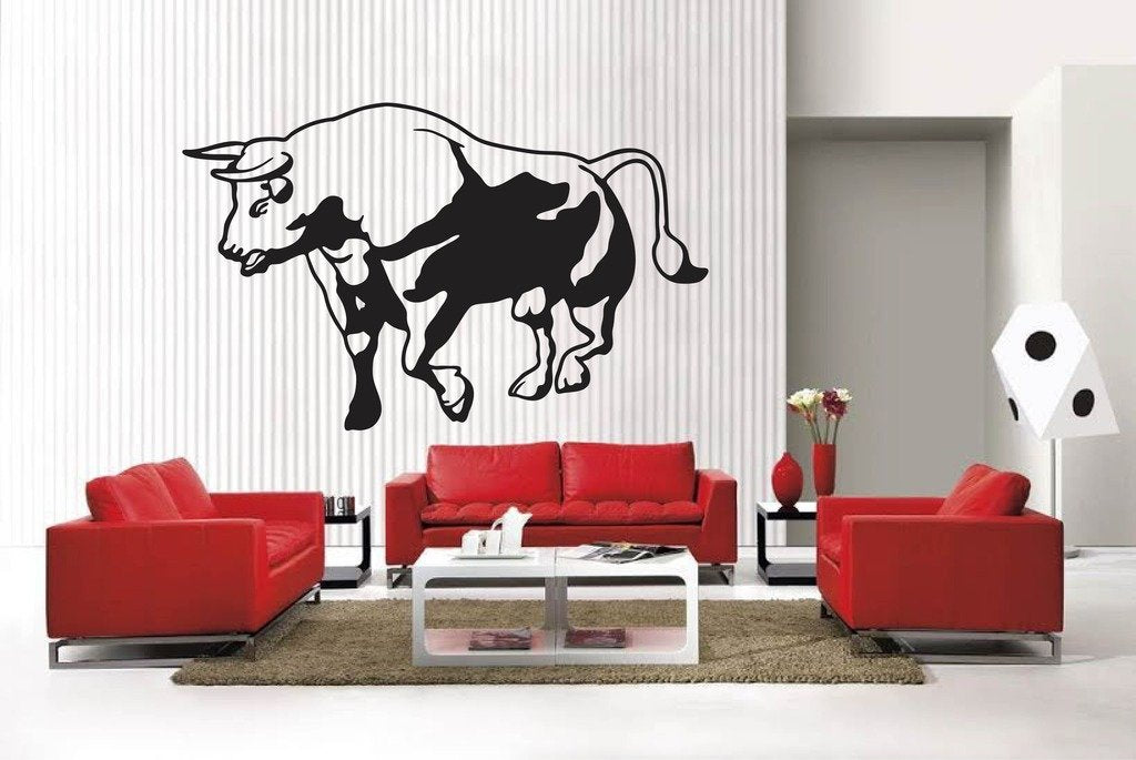 Picniva Matte Black Bull Style 12 Vinyl Wall Decal Ranch Rodeo Decor Home
