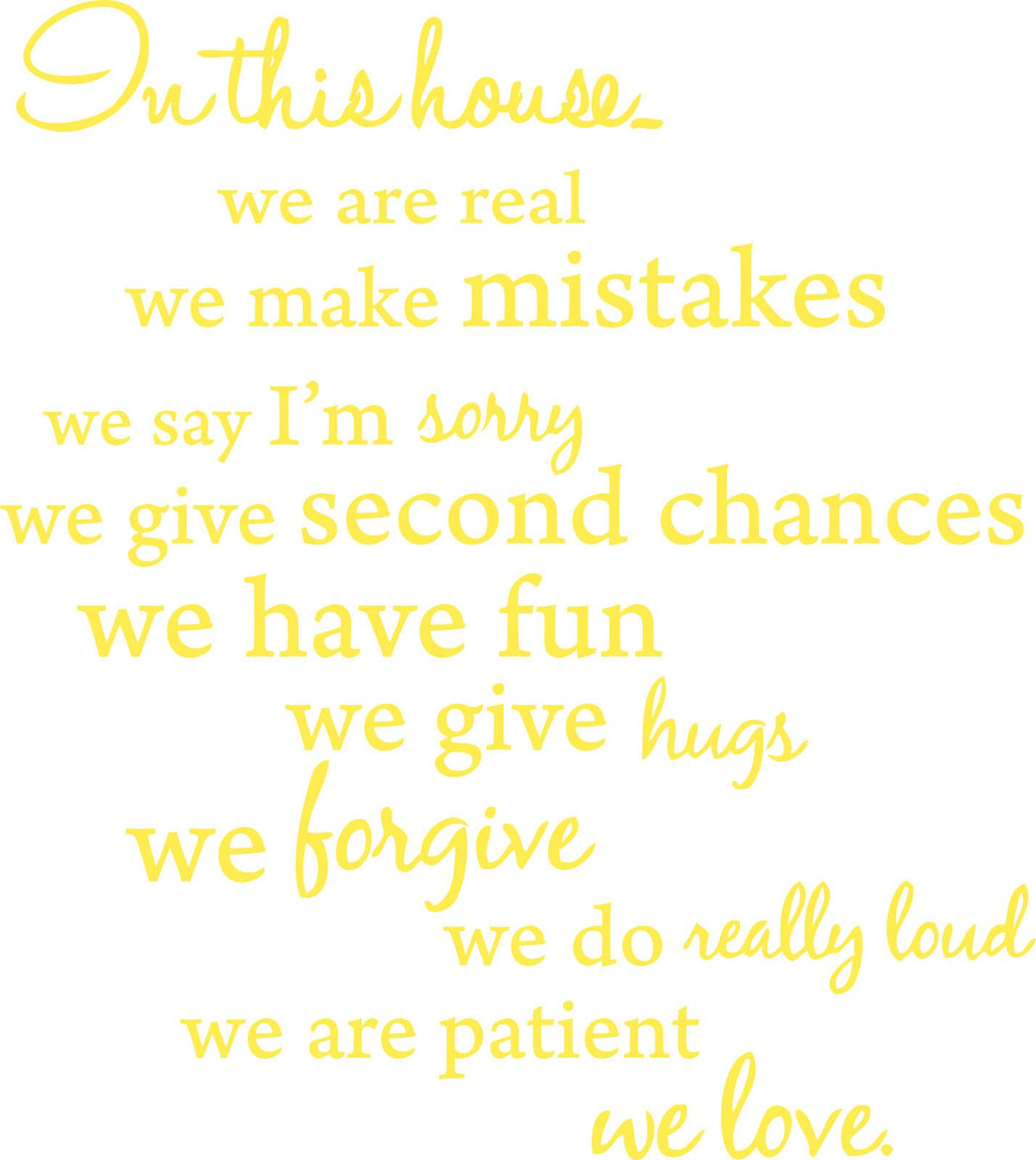 Yellow Wall Art Vinyl Decal, 12-inch x 12-inch - In this house