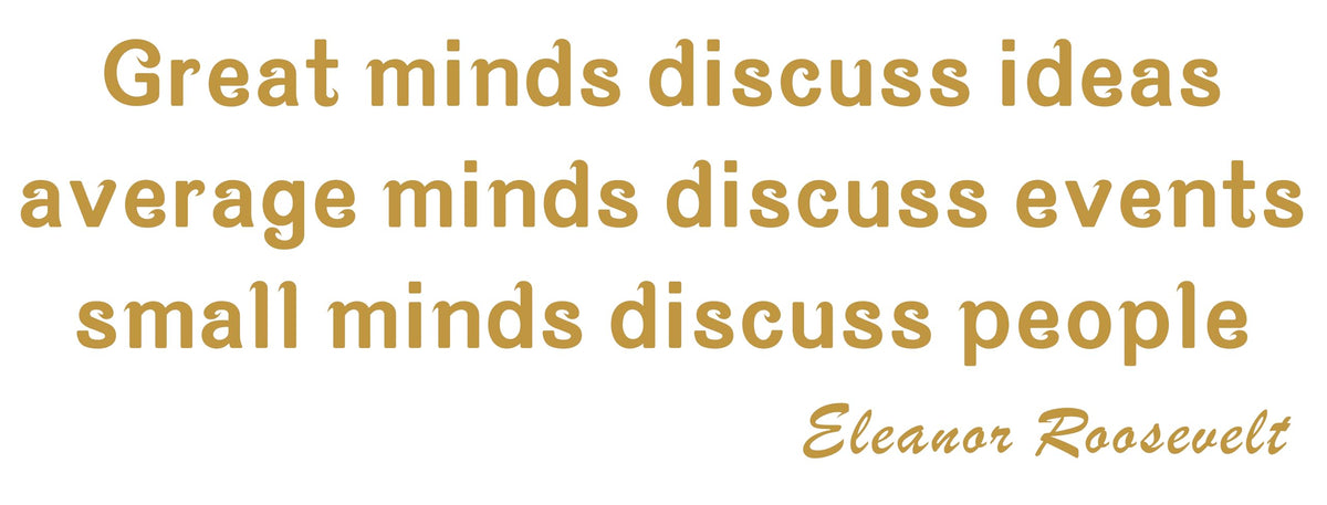Picniva Great Minds Discuss Ideas Wall Decal, Gold, 22 x 7 in