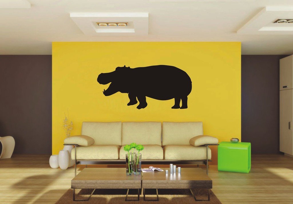 Picniva Hippo Sty4 Vinyl Wall Decal, Approx 22 x 10.34 in, Removable