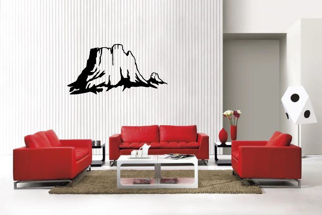 Picniva Matte Black Mountain Style 9 Vinyl Wall Decal Nature Botanical