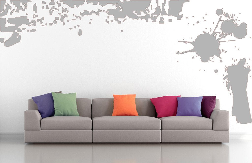 Picniva Border Paint Streak Wall Decals, Silver, 10 in Height, DOTPR11A